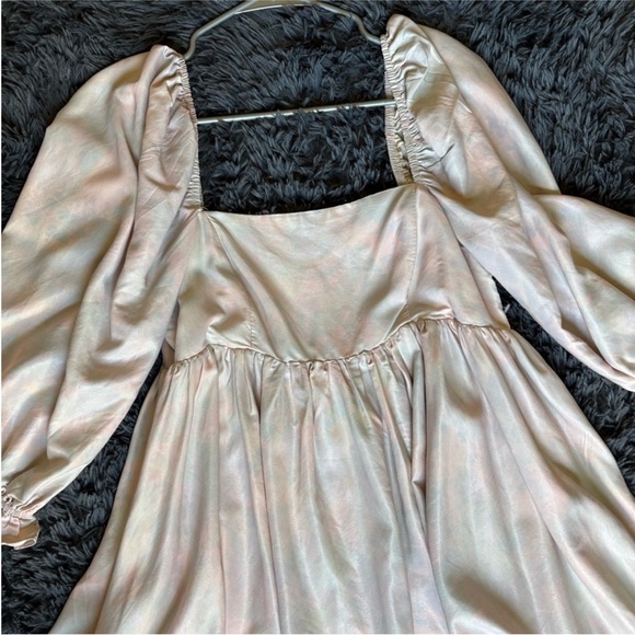 Storia Shimmering Multicolored Cotton Candy Dress with Puff Sleeves - Picture 4 of 7